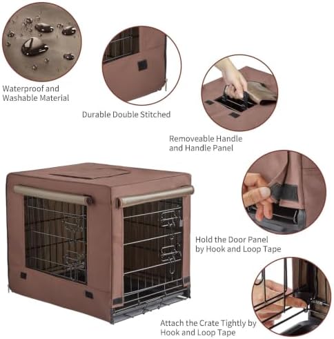 DONORO Dog Crates for Small Size Dogs Indoor Double Door Dog Kennels & Houses for Puppy and Cats, Collapsible Metal Contour Dog Cages (Brown, 24.0" L x 18.0" W x 20.0" H) - Image 4