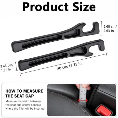 Car Seat Gap Filler, 2PCS Anti-Drop Seat Console Crevice Organizer, Black - Image 2