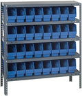 Quantum Storage Systems 1239-201BL Store More Steel Shelving Unit with 6" Shelf Bins, 12" D x 36" W x 39" H, Blue by QuantumStorageSystems