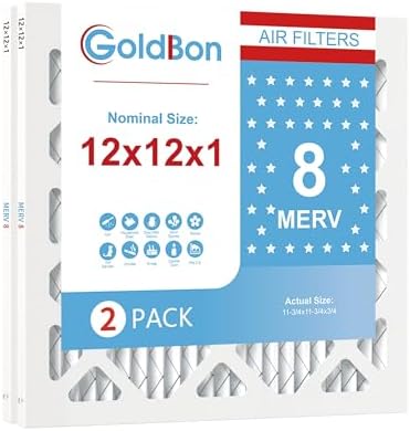 12x12x1 MERV 8 Air Filter 2-Pack for HVAC Furnace by GoldbonHVACFilter