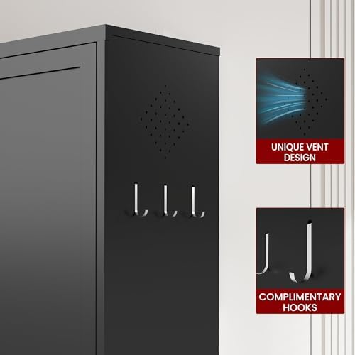 AQY Metal Pantry Cabinet, 61" Black Kitchen Storage Cabinet with Doors - Image 6