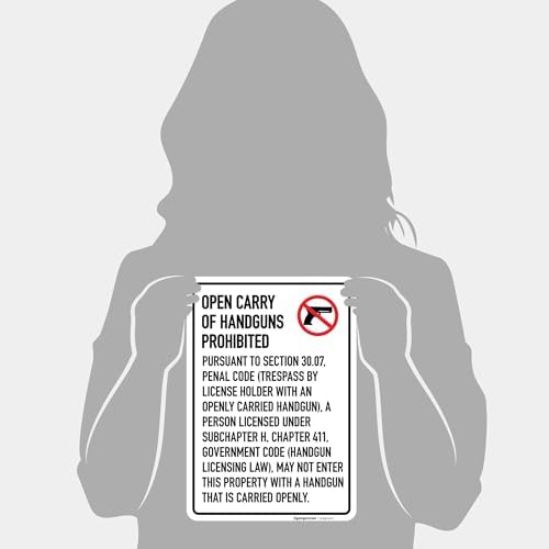 No Open Carry of Handgun Prohibited Texas §3007 Sign, - Image 4