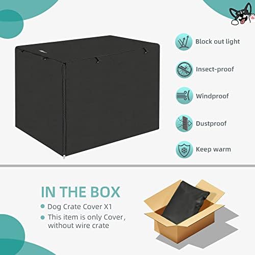 Seiyierr Dog Crate Cover, Dogs Kennel Covers Universal Fit for 24 Inch Wire Crate, Lightweight 600D Polyester Fabric with Double Door,Black - Image 5