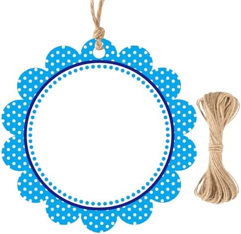 G2PLUS 50PCS Blue Scalloped Tags, Back to School Gift Labels with String by G2PLUS