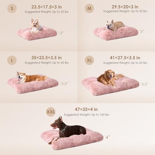 EHEYCIGA Fluffy Dog Crate Bed for Small Dogs, Plush Crate Pad, Pink - Image 2