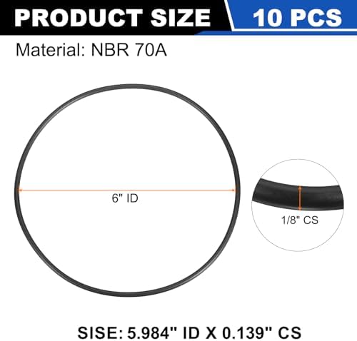 uxcell 10Pcs AS-258 NBR 70A O-Rings 6" ID x 1/8" CS/5.984" ID x 0.139" CS - Image 2