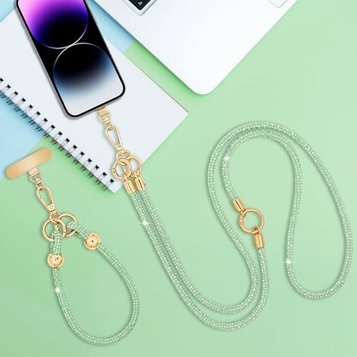 Crystal Phone Strap Crossbody and Wrist Lanyard, Anti Theft Layered & Wrist Strap Cell Phone Neck for Women - Image 7