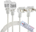 Clear Extension Cord 10 FT 2 Pack, Indoor Thin 2 Prong Extension Cord with Flat Plug, Slim Extension Cable for Christmas Lights, Lamps & Holiday Lighting (18AWG, 10A/125V) by Yeatel