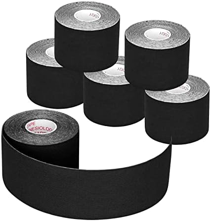 6 Rolls Kinesiology Tape Athletic Tape Sport Tape, Lychee Supports & Protects Muscles, Waterproof and Latex Free, Breathable Elastic for Sport Activity (Black) by Lychee