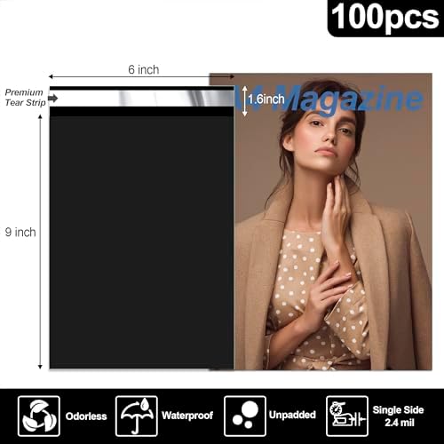 JinRuiKJ Poly Mailers 6x9 Inch, 100 Pcs Shipping Bags, Black - Image 2