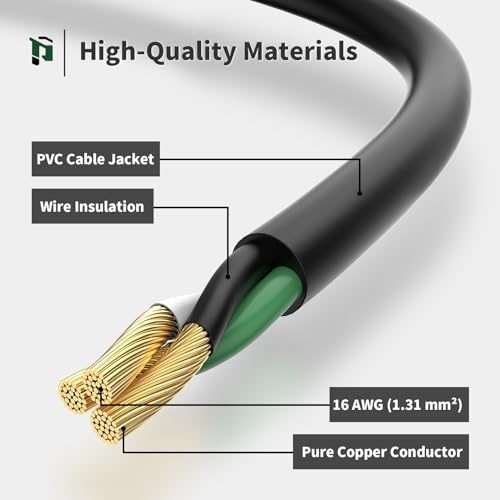PLUGTUL Outdoor Extension Cord 50 FT | 16/3 Gauge Black Heavy Duty 3 Prong Extension Cord, 13A 1625W SJTW, ETL Listed, Great for Garden and Home - Image 4