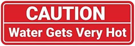 Standard Caution Water Gets Very Hot Sign (Red) - Large 10 Pack by SignsByLITA