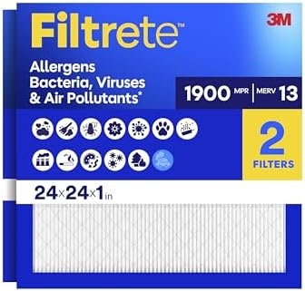 Filtrete 24x24x1 Air Filter, MERV 13, MPR 1900, 2 HVAC Filters by Filtrete