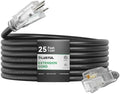 PLUGTUL 12 Gauge Extension Cord 25FT | Outdoor Extension Cord with Lighted End, Heavy Duty,15A 1875W SJTW, ETL Listed, Great for Garden and Home, Black by PLUGTUL