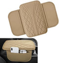 Car Center Console Cover, Leather Auto Armrest Cover with 2 Storage Bags, Universal Cars Armrest Cushion, Vehicle Interior Accessories Protector for Sedan, SUV, Truck((Beige) by Unknown