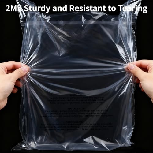 10x13" Self Seal Clear Poly Bags with Suffocation Warning, 100 Counts Resealable Cellophane Plastic Bags, Plastic Bag for Packaging, Party Favors, Clothes and Shipping - Image 6