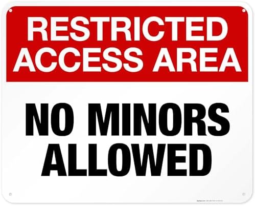 Restricted Access Area No Minors Allowed Sign, 24x30 Inches, 55 mil Thick HDPS, Made in USA by Sigo Signs by SigoSigns