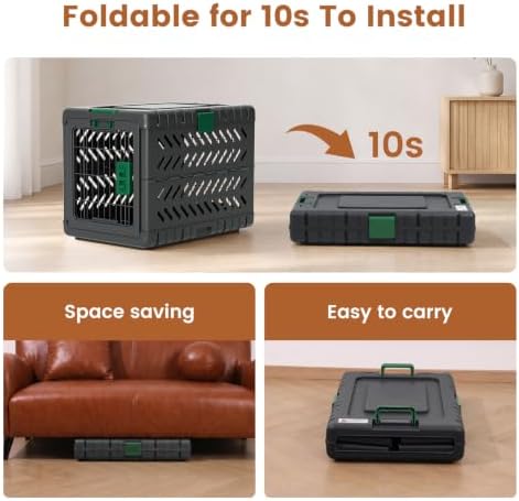 28" L Travel Dog Crate -Collapsible Dog Crate for Medium/Small Dogs, No Tools Required with Space Saving Design,Portable Foldable Dog Carrier with 2 Smooth Wheels,Handles for Easy Moving,Dark Grey - Image 2