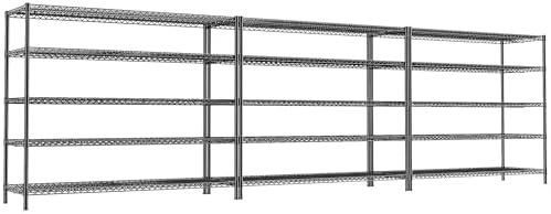 REIBII 55.5" W Storage Shelves 3200LBS Wire Shelving Unit 5 Tier Metal Shelving Heavy Duty Garage Shelving Metal Shelves for Storage Rack Adjustable Pantry Shelf, 55.5" W X 18''D X 71" H, 3PCS by REIBII