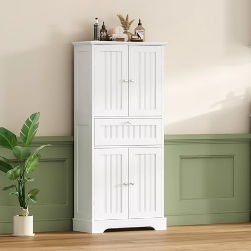 ChooChoo 51" H Bathroom Floor Cabinet with Drawer and Adjustable Shelves - Image 2