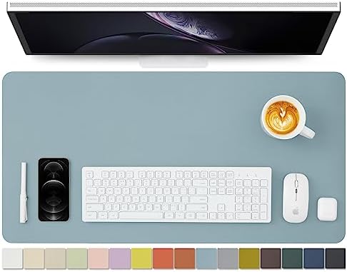 Leather Desk Mat - Non-Slip PU Desk Pad for Office and Home - Desk Organization and Accessories - Ideal for Large Mouse Pad and Desk Mats on Top of Desks (Light Blue,31.5"x 15.7") by HOMIEAZICOZI
