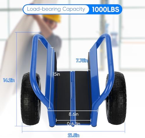 Heavy Duty Panel Dolly Slab Dolly 10 Inch Solid Rubber Tires - Image 2