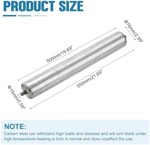 MECCANIXITY Stainless Steel Conveyor Roller 3" Diameter 20" Length Gravity Transmission Replacement Part Galvanized End (Silver) - Image 2