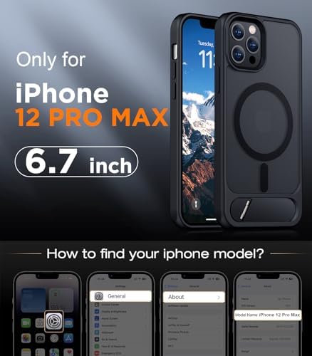 Temdan Magnetic Compatible with iPhone 12 Pro Max Case, [Built-in Invisible Kickstand][Compatible with MagSafe][Military Grade Shockproof] Slim Translucent Matte Phone Case for iPhone 12 Pro Max 6.7" - Image 6