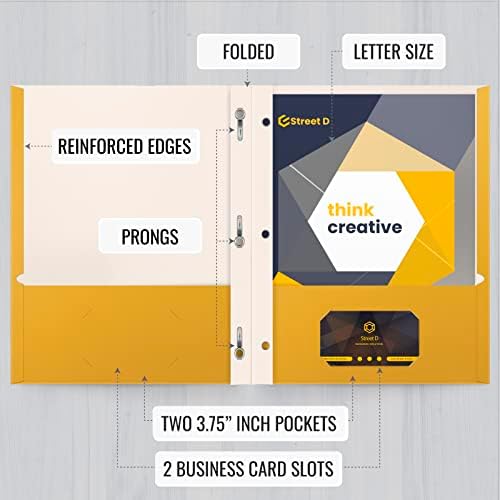 Better Office Products Dark Yellow 2 Pocket Folders with Prongs, 50 Pack, Letter Size, Matte Texture, 8.5 x 11 Inch - Image 3
