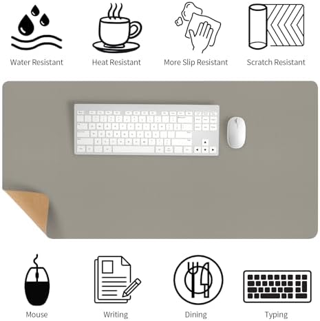 Bloss Grey Desk Mat, Leather Desk Pad, Desk Matt for Desktop, Waterproof Desk Pad Mat, Computer Mat for Office Work/Home/Decor/Desk Protector/Cover(31.5 x 15.7 Inches) - Image 4