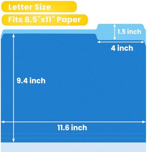 SUNEE File Folders, 36 Pack Manilla Folders 8.5 x 11, Colored File Folders Home Office School Supplies for Documents Files Paper, 6 Assorted Colors - Image 2