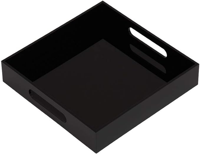Glossy Black Sturdy Acrylic Serving Tray by KEVLANG