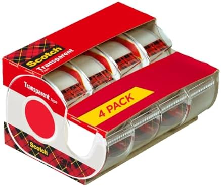 Scotch Transparent Tape, 3/4 x 850 Inches, 4 Dispensered Rolls, Clear by ScotchBrand