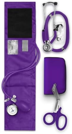ASA TECHMED Nurse EMT Starter Pack Stethoscope, Blood Pressure Monitor and Trauma 7.5" EMT Shear Ideal Gift for Nurses, Medical Students, Firefighters, Police and Personal Use (Purple) by ASATECHMED