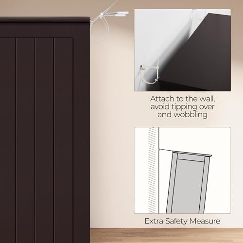 Yaheetech Small Bathroom Storage Cabinet for Towels with 2 Doors, Espresso - Image 6