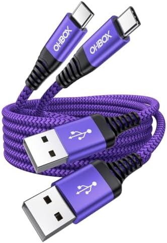 USB to USB C Cable Fast Charging [2 Pack 3FT], USB A to USB C Cable for Car by OHBOX