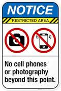No Cell Phones Or Photography Beyond This Point Sign, ANSI Notice Sign, by SigoSigns