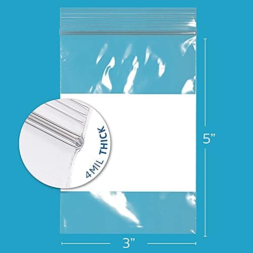 GPI 3"x5" Zip Bags, 100 Pack, 4 Mil Heavy Duty, Write with White - Image 2