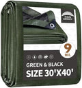 RAINDEWAY Large Tarp 30x40 Feet,9Mil Green/Black Tarps Cover Waterproof by RAINDEWAY
