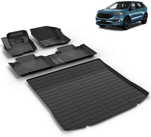 All Weather Car Floor Mats & Cargo Liner Set Fit for Ford Edge 2015-2024 & Ford Edge ST 2019-2024 Floor Liners Trunk Liner Edge Cargo Mat Accessories Black by VOUKIY