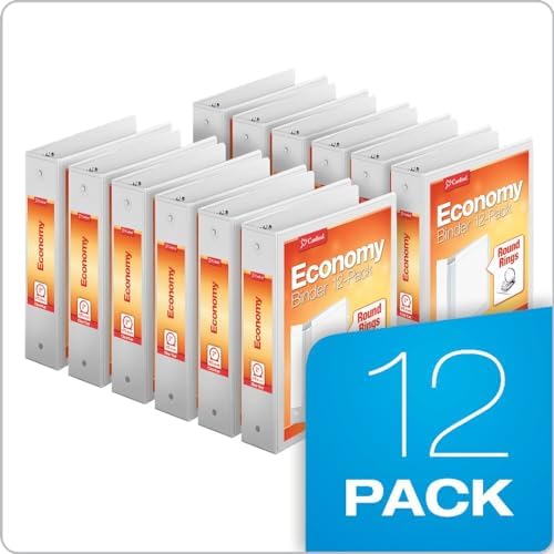 Cardinal Economy 3-Ring Binders, 2", Round Rings, Holds 475 Sheets, ClearVue Presentation View, Non-Stick, White, Carton of 12 (90641) - Image 6