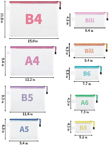 JARLINK 72Pcs Mesh Zipper Pouch Bags, 8 Sizes Waterproof Zipper Bags - Image 3