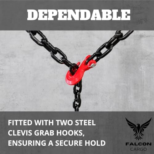 4PK Falcon Cargo 5/8" X 10' Grade 80 Transport Binder Chain - 18,100 LBS WLL - Clevis Grab Hook, Tie-Down, Towing - Image 7