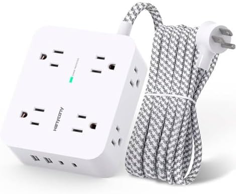 HANYCONY Surge Protector Power Strip, 1080J, 5 Ft Braided Extension Cord by HANYCONY