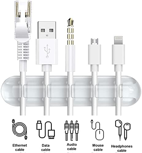 INCHOR Cord Organizer, Clear Cable Clips Cable Management, Cable Organizers USB Cable Holder Wire Organizer Cord Clips, 2 Packs Cord Holder for Desk Car Home and Office (5, 3 Slots) - Image 3