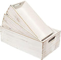 Set of 3 White Wooden Boxes for Storage Small Crates for Display and Organizing, Farmhouse Style Storage Boxes for Crafts, Decor, Home Pantry and Living Room by MACVAD