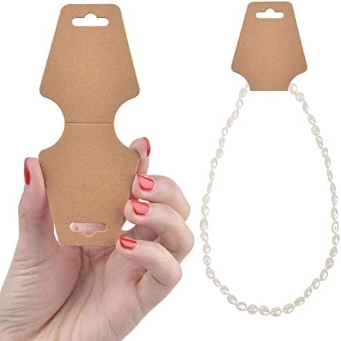 200 Pieces Keychain Display Cards with Adhesive Necklace Bracelet Jewelry Hanging Blank Kraft Paper Packaging Tags - Image 3