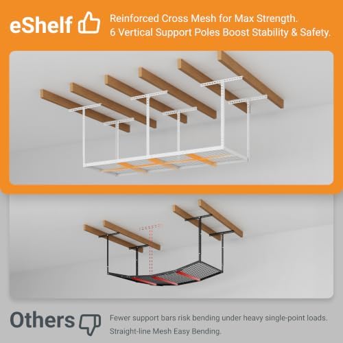 3x8ft Overhead Ceiling Garage Storage Rack, 750LBS Capacity, White - Image 6