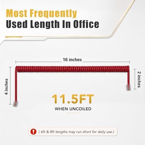 Comtrue Phone Cords for Landline, 2-Pack, Telephone Handset Cords - Image 3