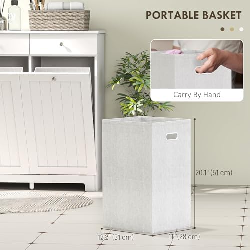 HOMCOM Laundry Cabinet with 2 Removable Baskets, Tilt Out Hamper, White - Image 5